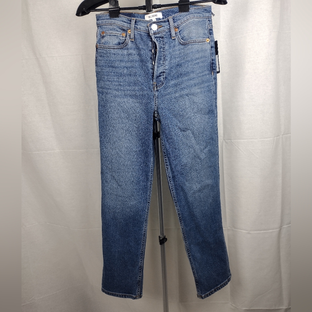 Re/Done 70s Stove Pipe Jeans Women's Size 4 Western Blue NWT - Picture 7 of 13